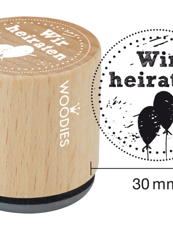 Houten stempel Woodies 30mm - Wir heiraten