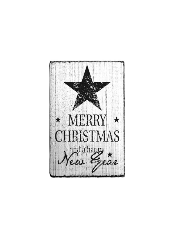 Holzstempel Vintage 70 mm x 42 mm – Frohe Weihnachten und ein gutes neues Jahr