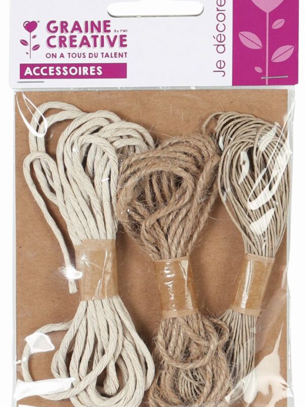 3 skeins jute 2 x 2.7 m Ø 1.5 + 2.7 m Ø 1 + 9.1 m