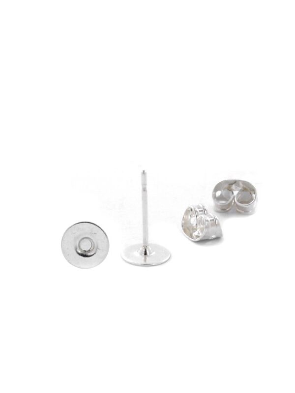 Lijm-oorbelstiften 6 mm met achterkant zilver (6 paar) op kaart