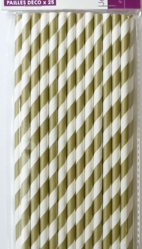 25 paper party straws gold limited stock