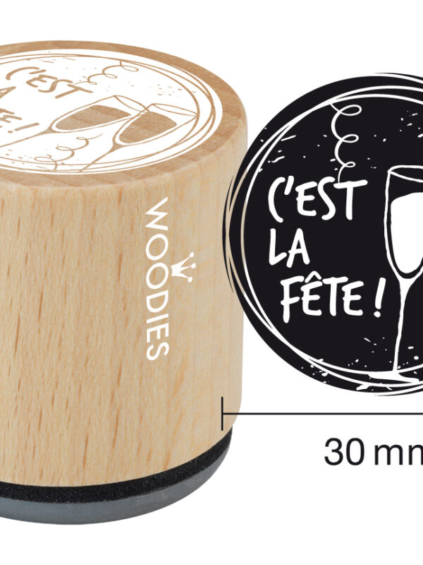 Woodies wooden stamp 30mm – Let’s party! / Glasses