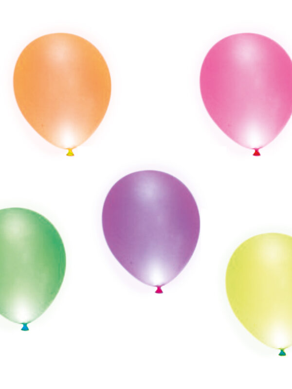 5 fluorescerende LED-ballonnen – 25 cm
