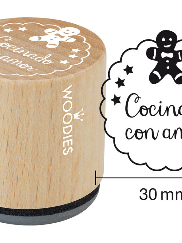 Woodies wooden stamp 30mm – Cooked with love 2