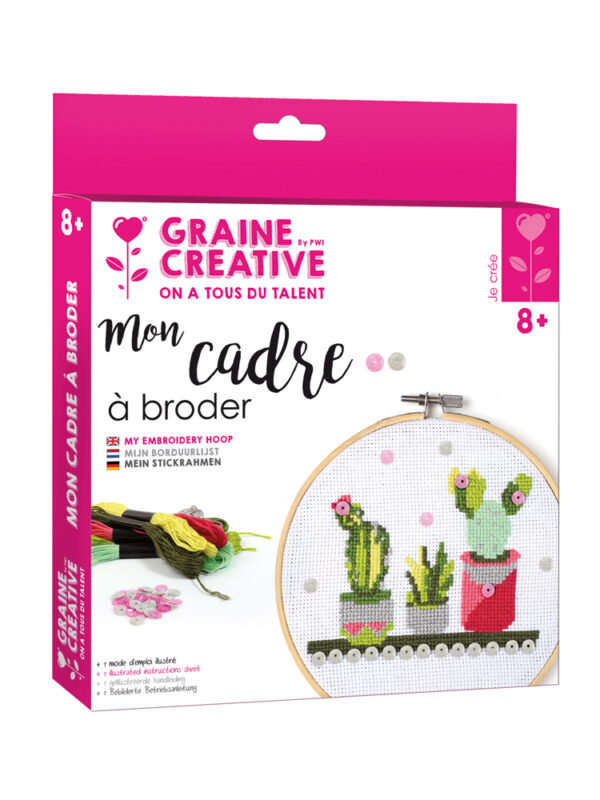 Embroidery hoop kit cactus wood Ø 155mm