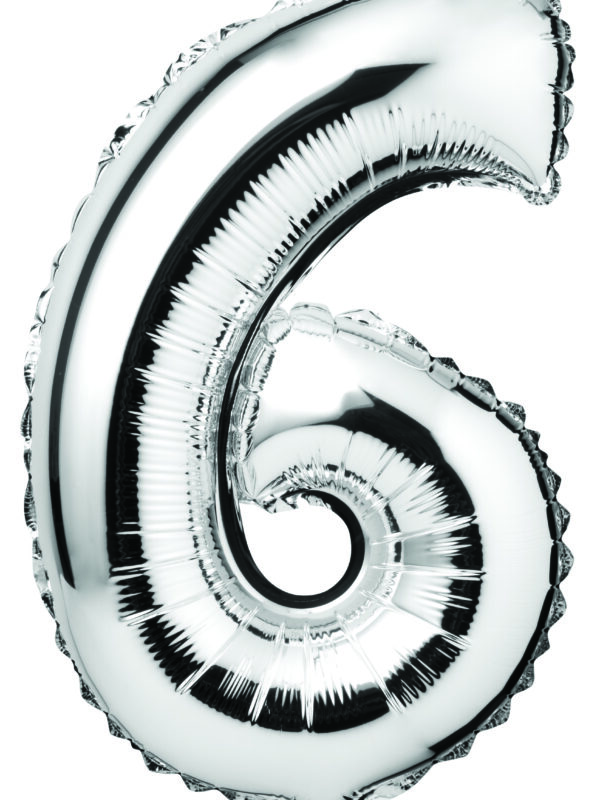 Cijferballon 6 – Zilver Ø 41 cm
