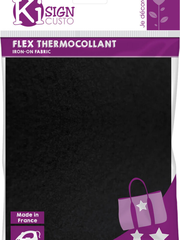 Heat-adhesive velvet fabric black 150x200mm