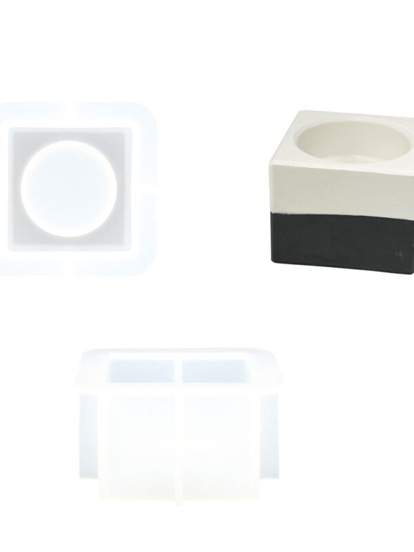 Moule en silicone pour petit bougeoir cubique
