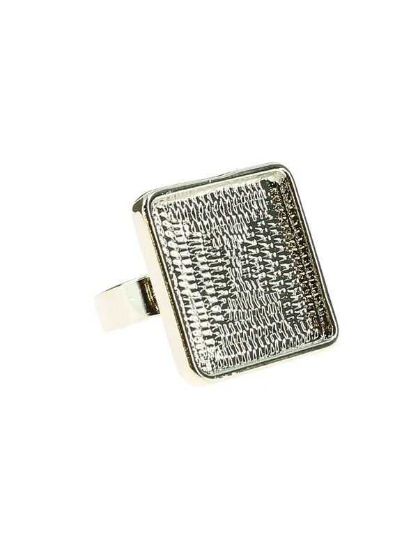 Ring mit quadratischer Fassung 20 x 20 mm Rhodium (1 Stück)