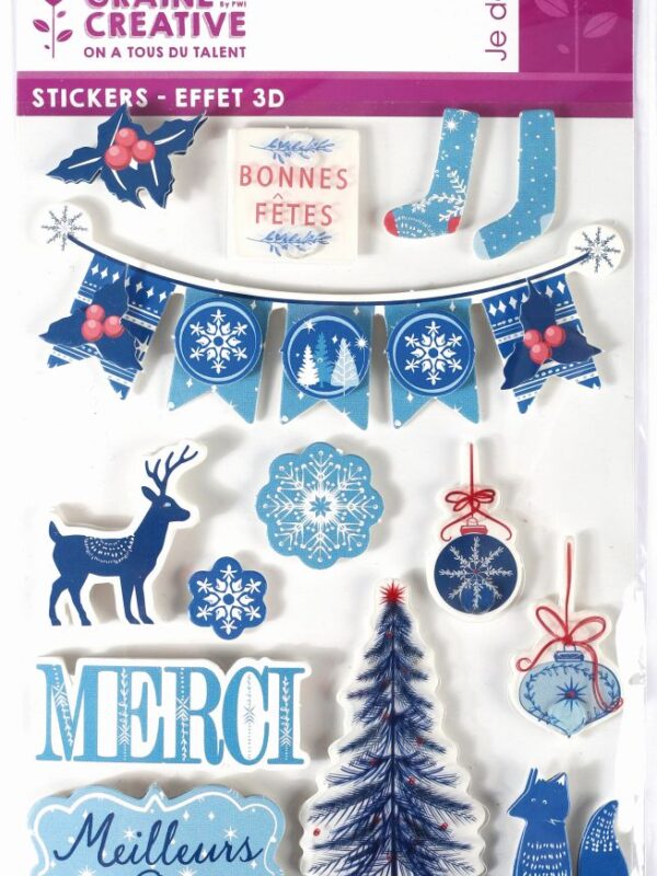 14 ijzige winterstickers met 3D-effect, 105 mm