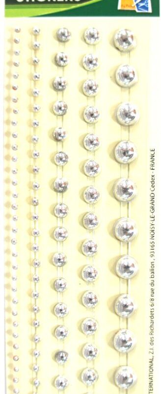 Set of 5 silver pearl adhesive strips 145 x 8 mm