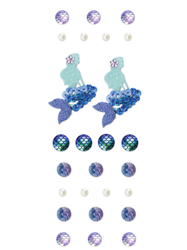 Stickers met 3D-effect, 50 mm – Zeemeermin (26 stuks)
