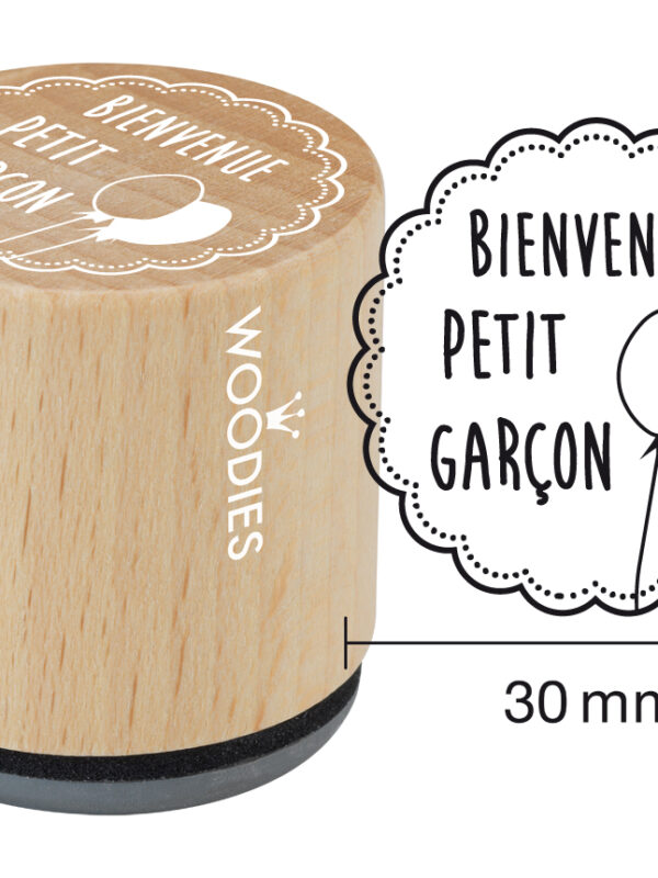 Woodies wooden stamp 30mm – Welcome little boy