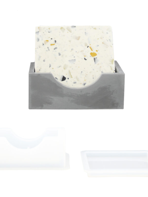 Silicone mould set holder for 4 square coasters