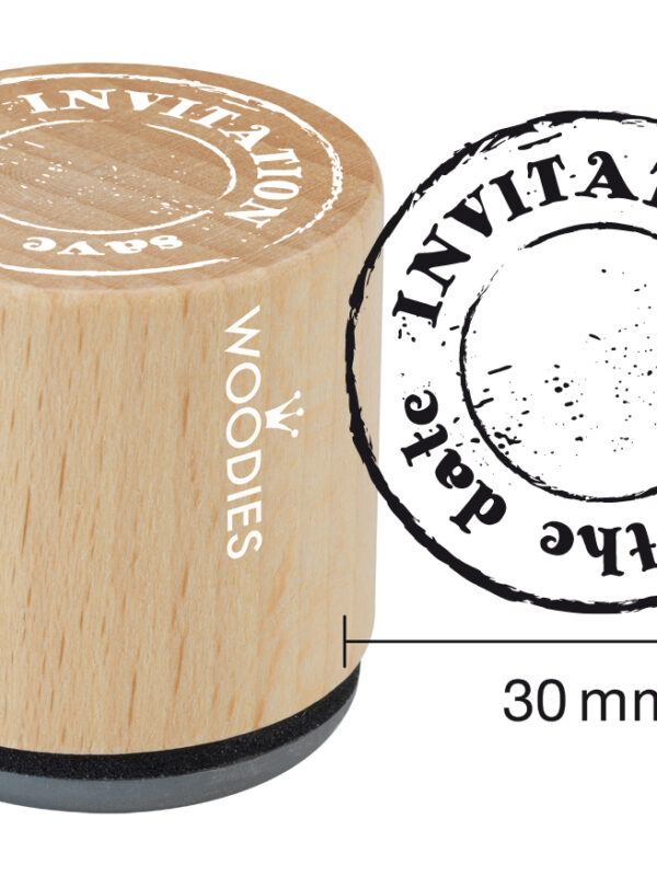 Woodies wooden stamp 30mm – Invitation / Save the date