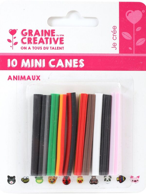 Assortment of 10 mini animal canes 50x5mm