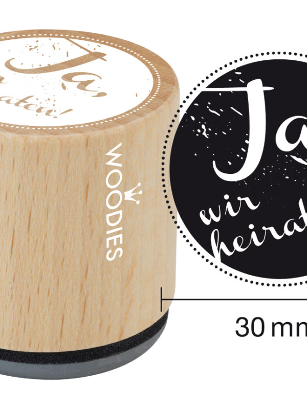 Houten stempel Woodies 30mm - Ja, wir heiraten