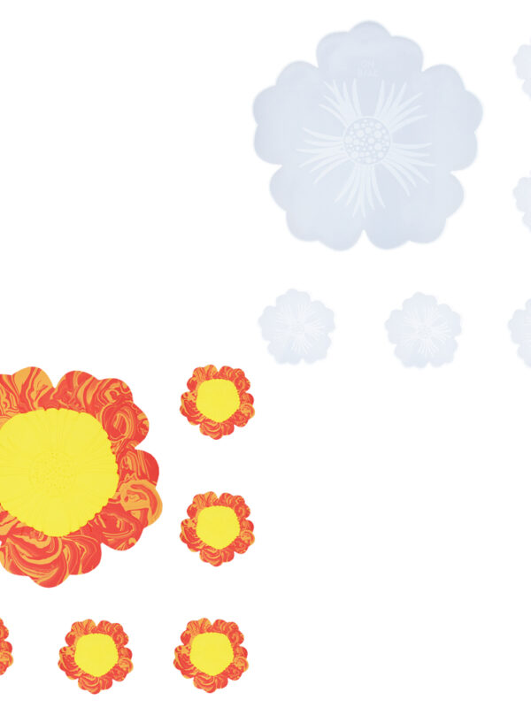 Sous-verre en silicone à motif floral (1 pièce + 5 pièces)