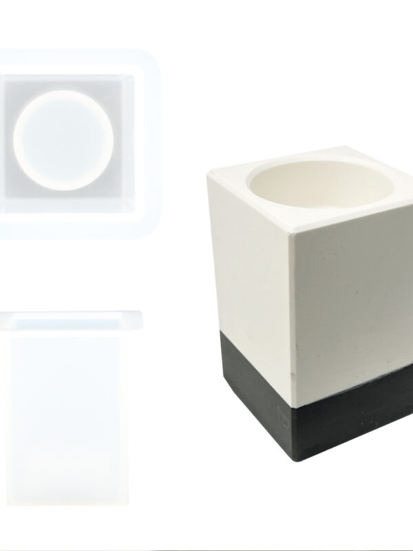 Moule en silicone pour grand porte-bougie cubique