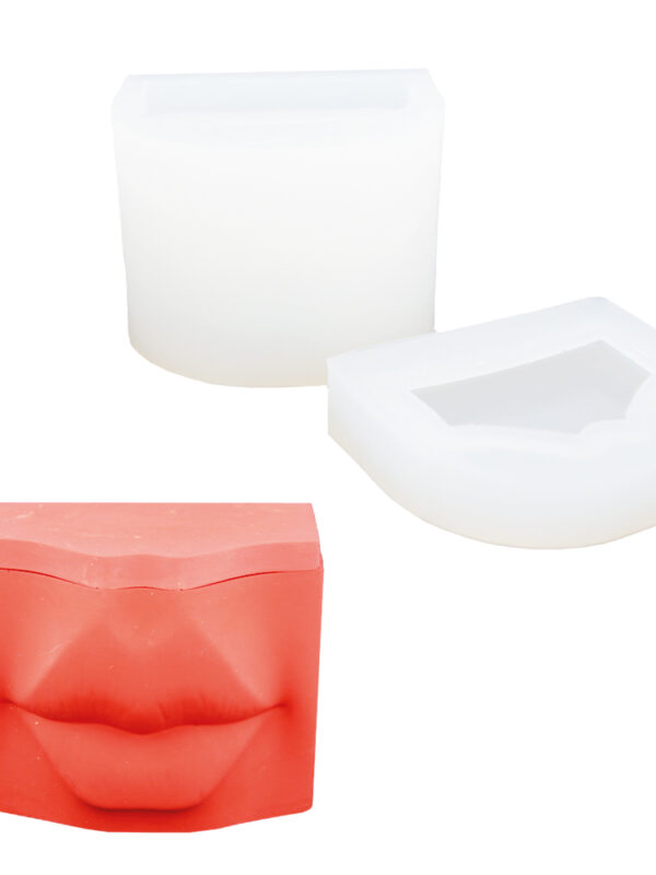 Moule en silicone pour les lèvres d'un pot avec couvercle