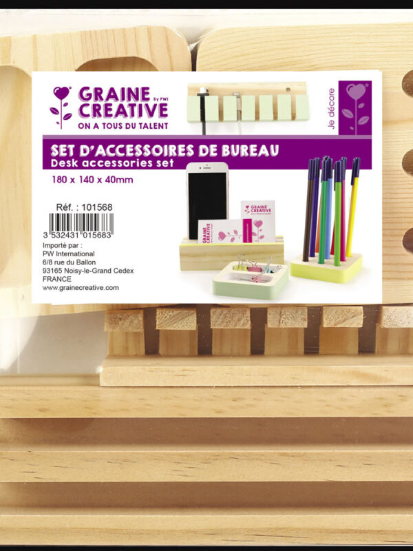 Wooden desk accessory set 180 mm x 140 mm x 40 mm