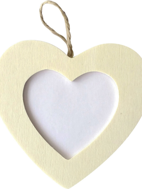 Hanging wooden photo frame 80 mm x 105 mm x 5 mm - Heart