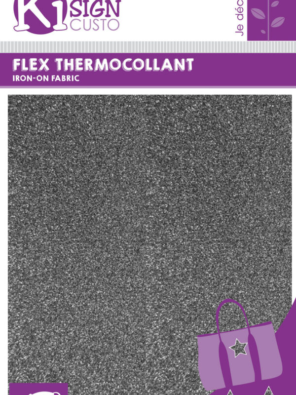 Heat-adhesive flex 150mm x 200mm – Glitter anthracite grey