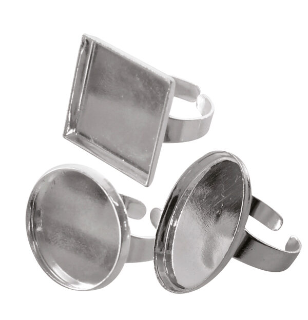 Rings to decorate – Silver (15 pcs)
