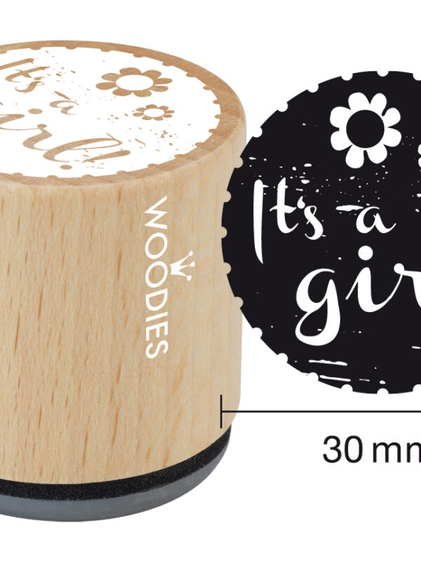 Houten stempel Woodies 30mm - It's a girl!