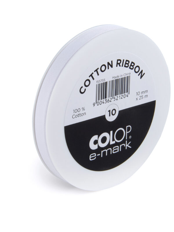 Colop E-mark Go – Cotton ribbon 10mm x 25m – White