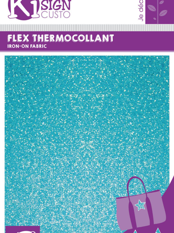 Heat-adhesive flex 150mm x 200mm – Glitter light blue holographic