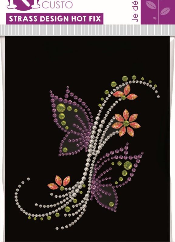 Mini rhinestone/stud motif flowers butterflies 107x114mm