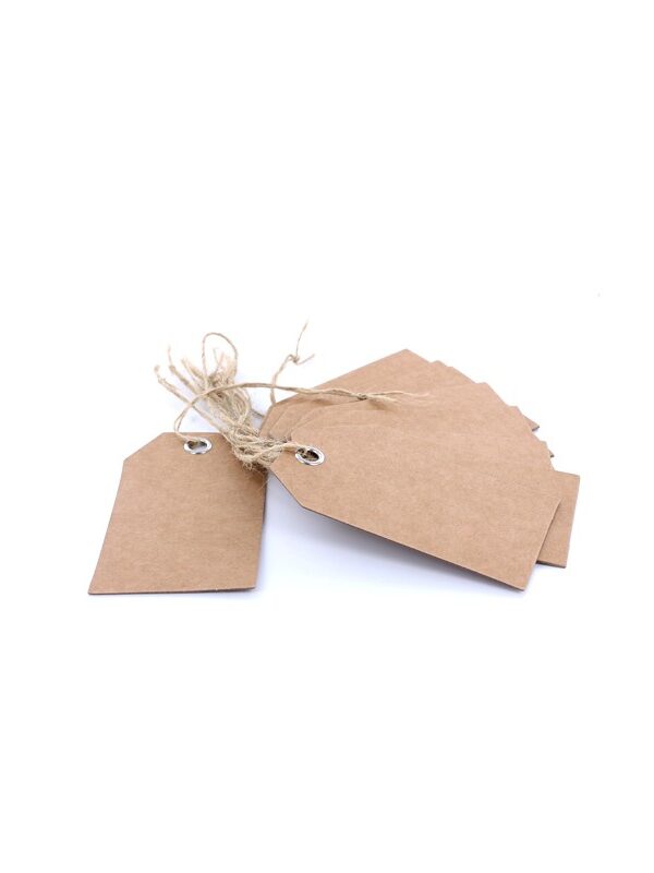 Kraft cardboard tags with eyelet and cord 5 x 9cm (20 pcs)