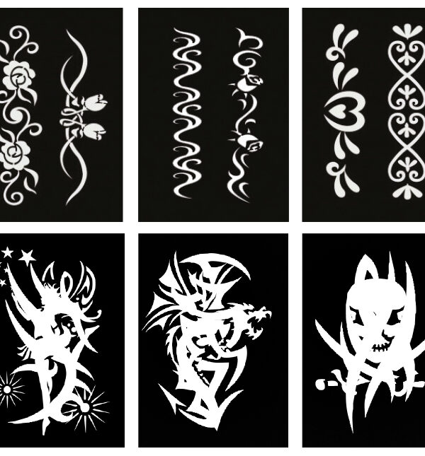 Self-adhesive stencil mini 70mm x 100mm – Tribal (6 pcs)