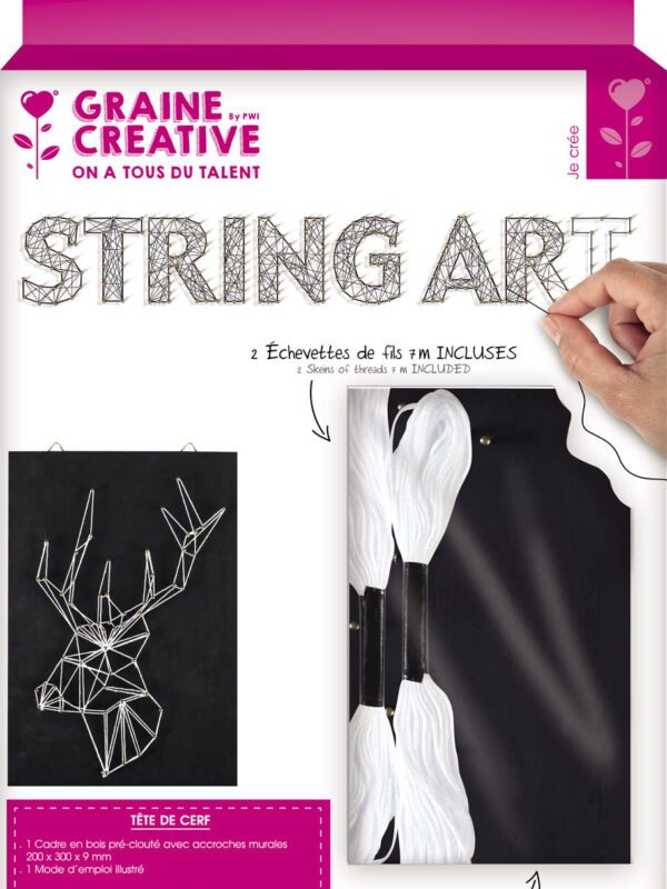 String art board black 200 mm x 300 mm x 9 mm - Deer