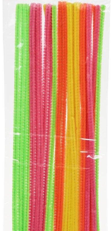 Chenille 28 stems 6 mm fluorescent assorted colours