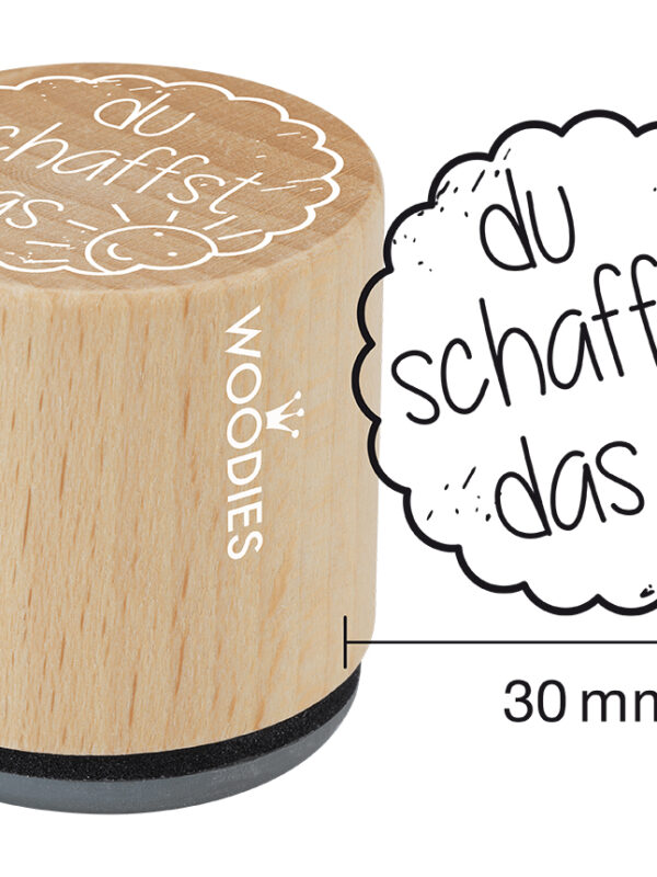 Houten stempel Woodies 30mm - Du schaffst das