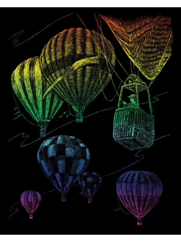 Kraskaart regenboog 203x254mm Luchtballonnen