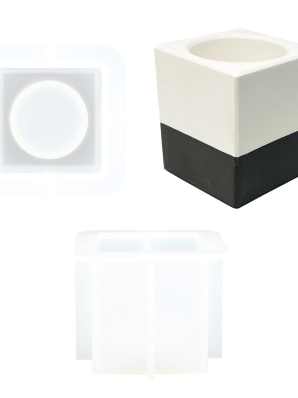 Moule en silicone pour bougeoir cubique moyen