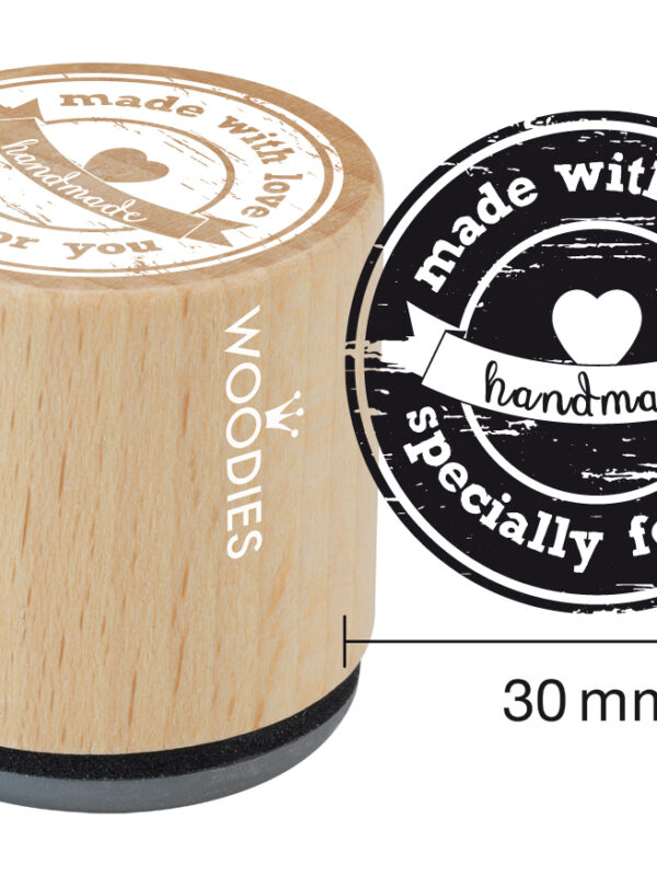 Woodies wooden stamp 30mm – Made with love especially for you