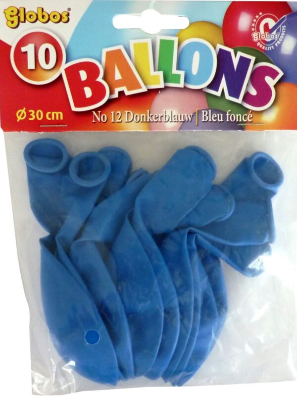 Zak met 10 ballonnen van 30 cm, blauw