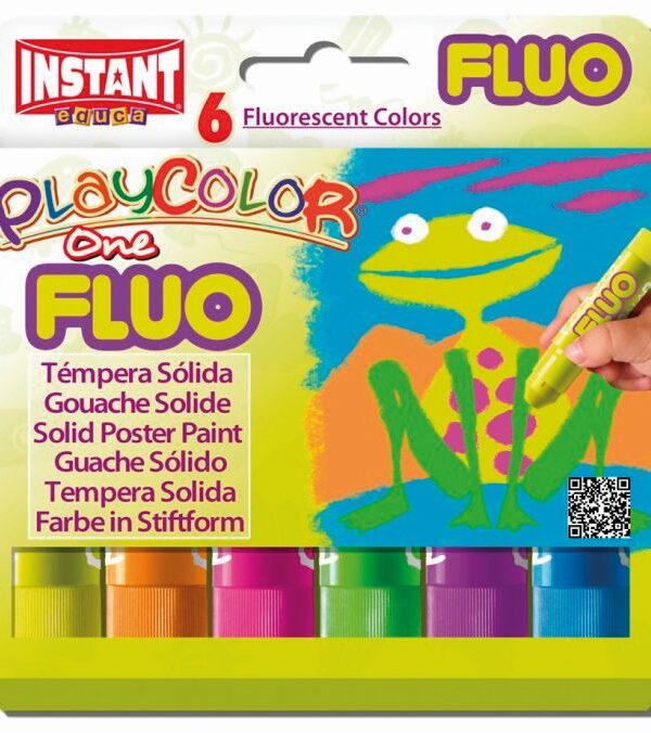 Box of 6 fluorescent solid gouache sticks one