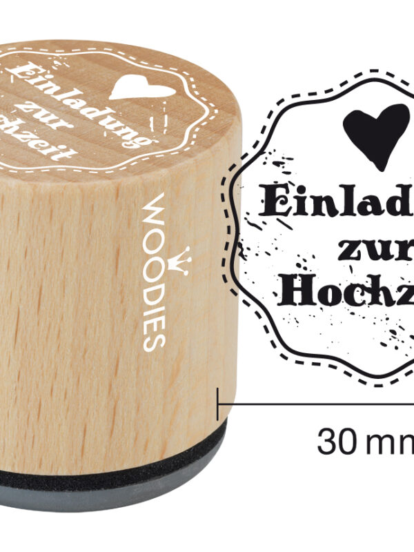 Houten stempel Woodies 30mm - Einladung zur Hochzeit