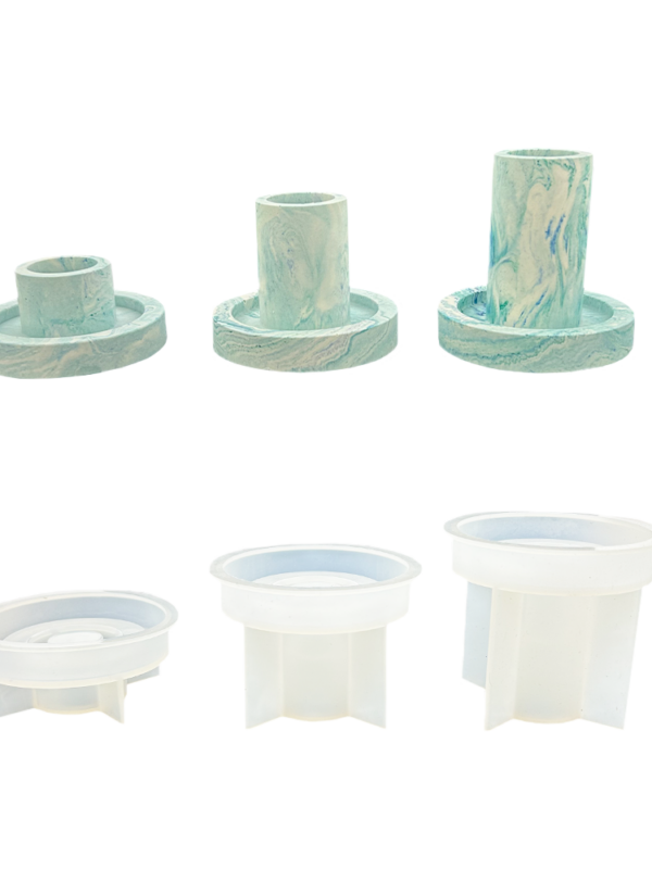 Ensemble de moules en silicone pour bougeoirs ronds (3 pièces)