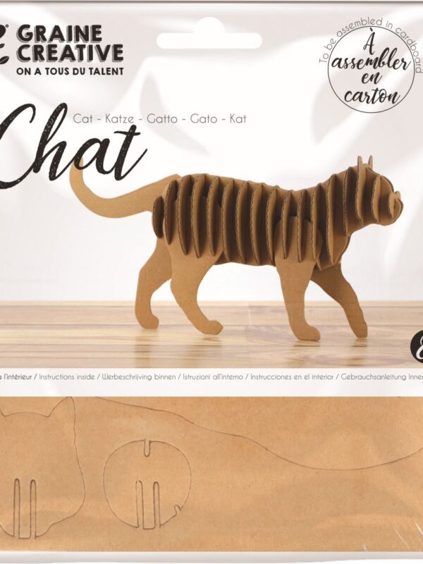 Cardboard 3D model 220 mm x 110 mm x 45 mm – Cat
