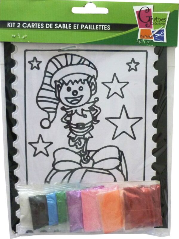 Kit 2 cartes sable et paillettes maison / elfe 210 x 150