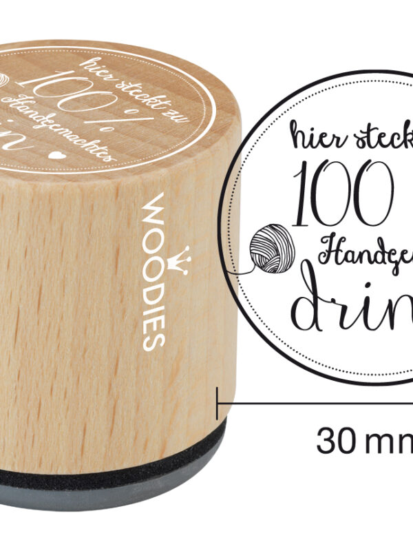 Houten stempel Woodies 30mm - Hier steckt zu 100% Handgemacht