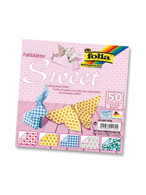 50 fl. papier origami 15x15 assorti doux