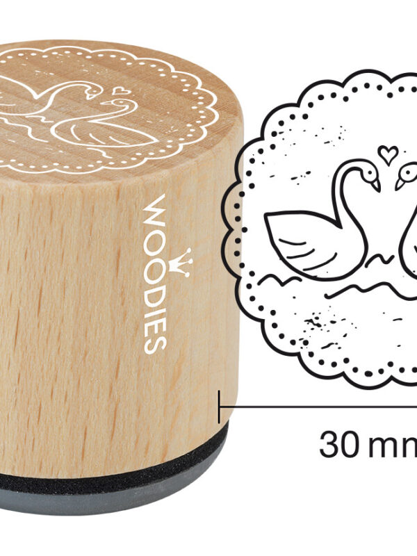 Houten stempel Woodies 30mm - Zwanen
