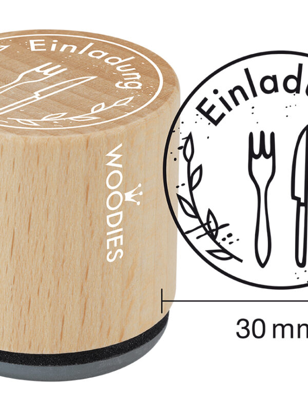 Houten stempel Woodies 30mm - Einladung bestek